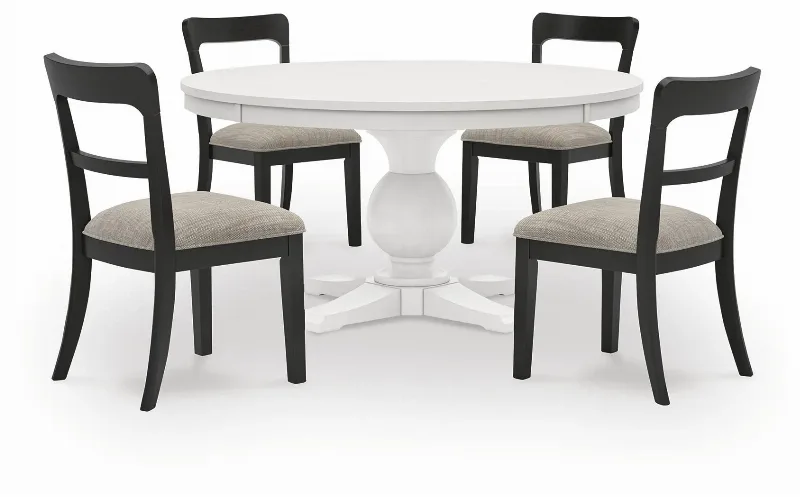 Ashley Chadworth Dining Table and 4 Chairs, White