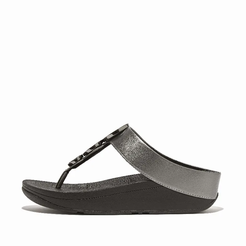 HALO Bead-Circle Metallic Toe-Post Sandals
