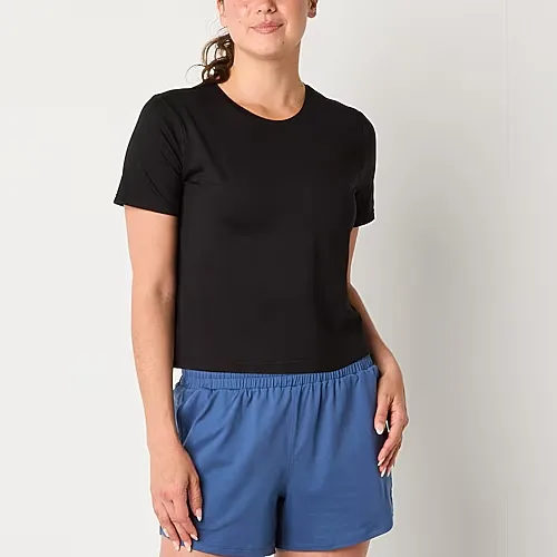Xersion Womens Everyday Crew Neck Short Sleeve T-Shirt Tall, Xx-large Tall, Black