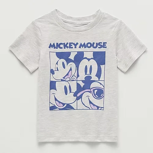 Toddler Boys Crew Neck Short Sleeve Regular Fit Mickey Mouse Graphic T-Shirt, 3t, White