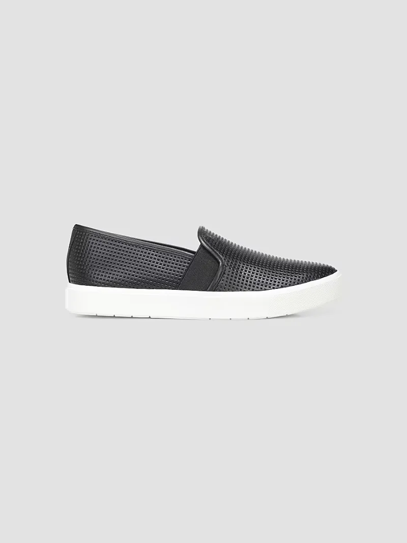 Vince Women's Blair Perforated Leather Slip-On Sneakers - Black - Size 9.5