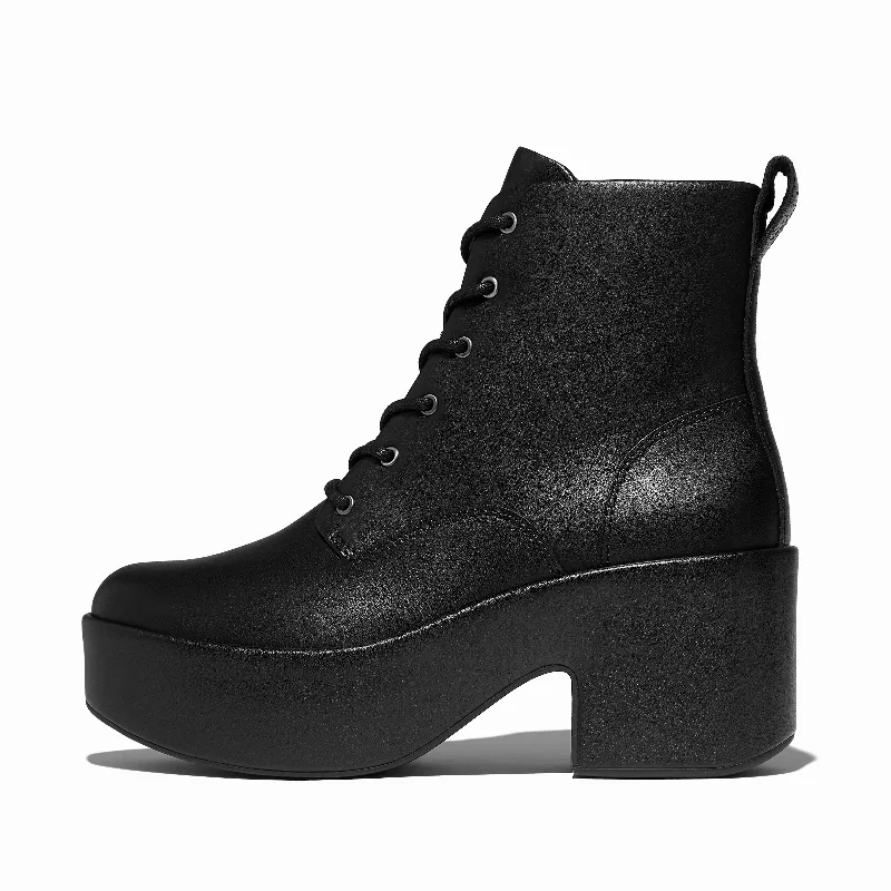 PLATFFORMS Leather Heeled Lace-Up Boots