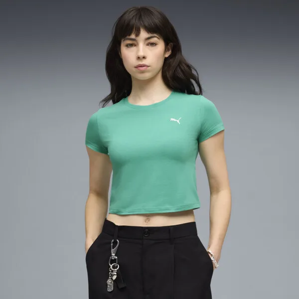 Playera PUMA Corta Wardrobe Essentials para Mujer en Talle XS Vibrant Verde