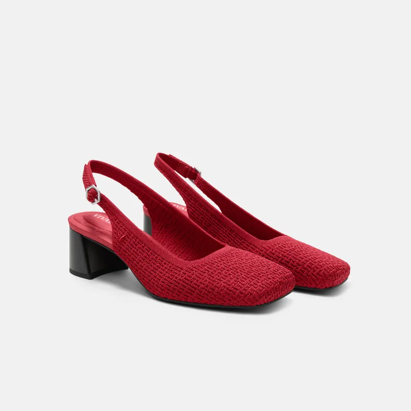 VIVAIA Margot Slingback Heels (Mikko)|RUBY RED ORGANIC RIPPLE|US 10