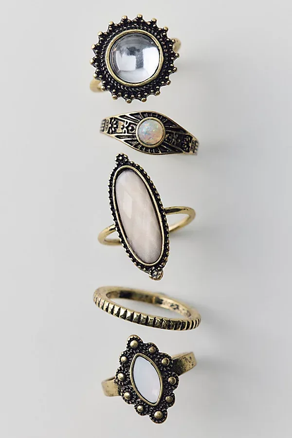 Ornate Gem Rings Set in Gold, Women's at Urban Outfitters