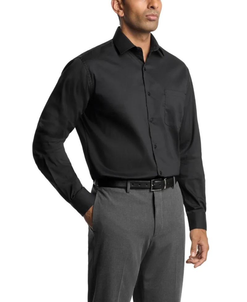 Van Heusen Men's Regular Fit Everyday Defense Dress Shirt - Black