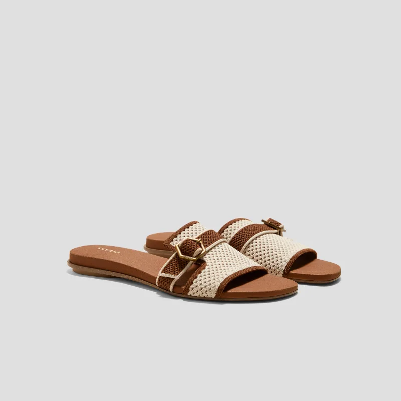 VIVAIA Square-Toe Flat Sandals (Delia)|CREAM IVORY & DARK CARAMEL BASKET|US 5