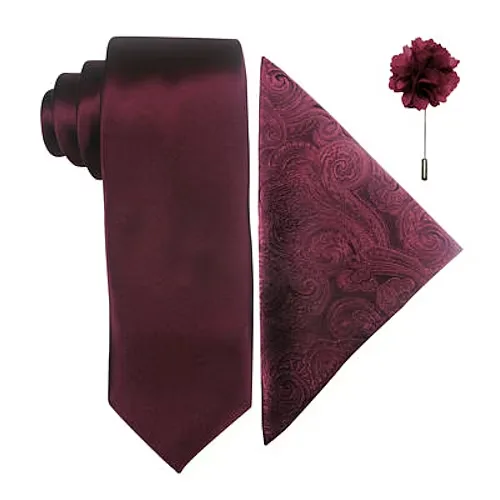 J. Ferrar Solid Tie Set, One Size, Red