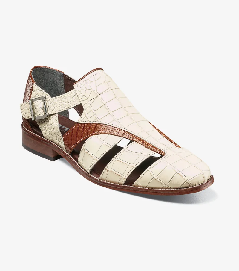 Stacy Adams Shoes Calandro City Sandal Ivory Multi Size 14