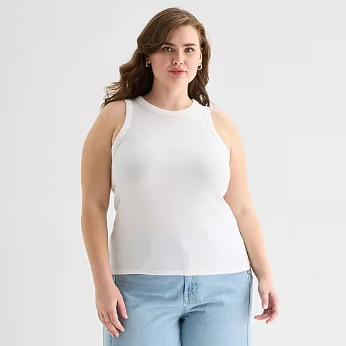 A.N.A Womens Plus High Neck Sleeveless Tank Top, 3x, White
