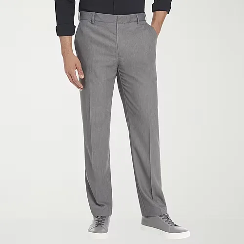 Van Heusen Ultra Flex Mens Classic Fit Dress Flat Front Pant, 34 32, Gray