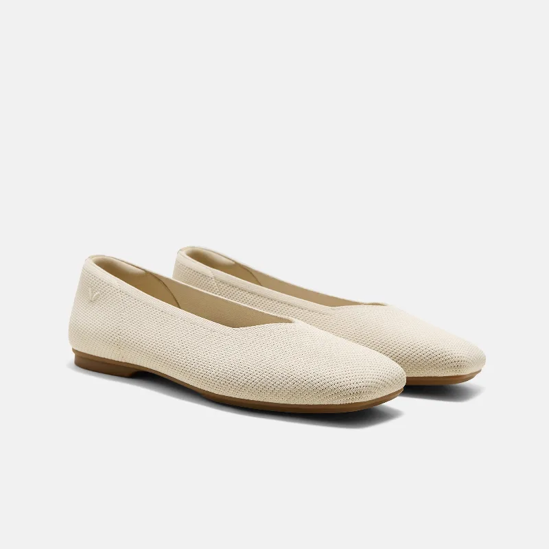VIVAIA Square-Toe Margot V-Cut Flats (Margot 3.0)|CREAM IVORY|US 8.5