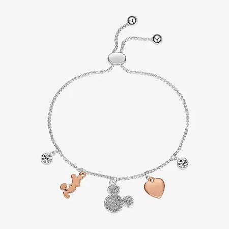 Disney Classics Charm Womens Crystal Heart Mickey Mouse Bolo Bracelet, One Size, No Color1