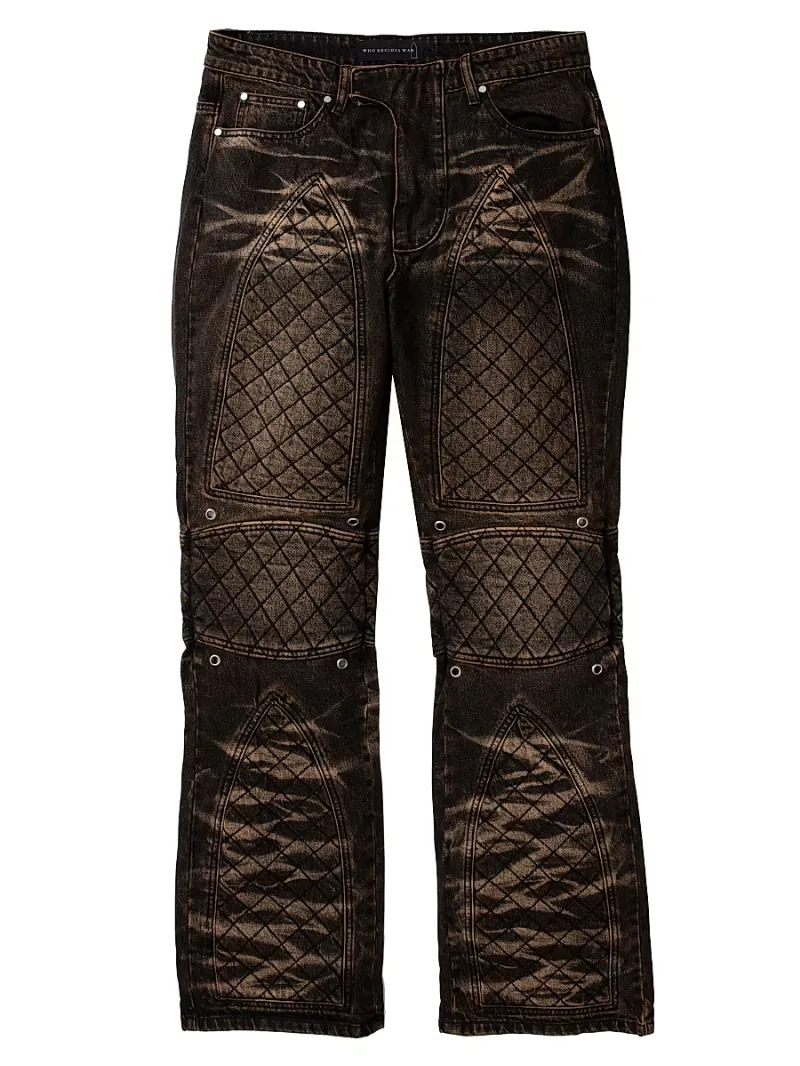 Who Decides War Men's Moto Quilted Straight Jeans - Tan Coal - Size 40