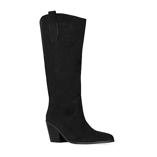 RM Rebecca Minkoff Womens Nicole Stacked Heel Cowboy Boots, 9 1/2 Medium, Black