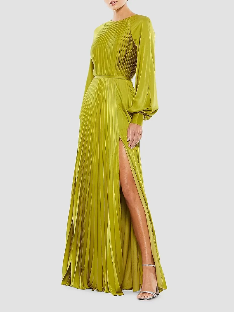 Women's Ieena Pleated A-Line Chiffon Gown - Apple Green - Size 4