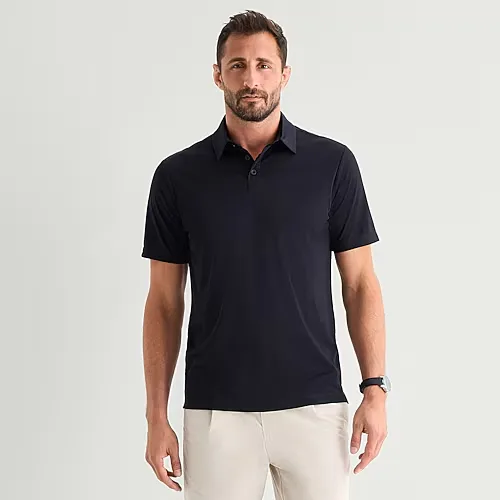 Stylus Mens Regular Fit Short Sleeve Polo Shirt, Small, Black