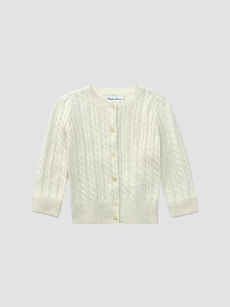 Baby Girl's Cable-Knit Cotton Cardigan - Warm White - Size 9 Months