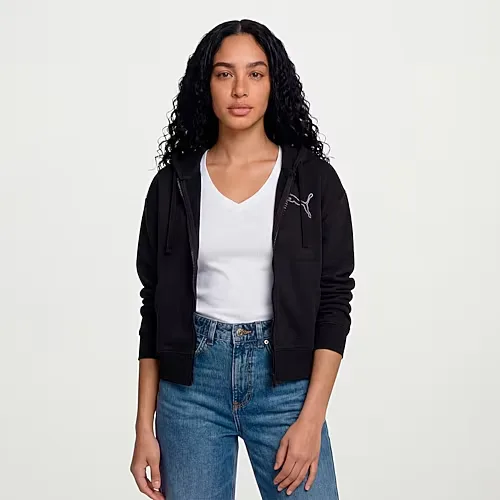 PUMA Womens Long Sleeve Zipper Active Hoodie, X-small, Black