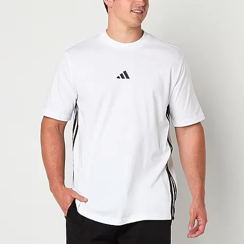adidas Mens Crew Neck Short Sleeve Active Big and Tall T-Shirt, Large Tall, White