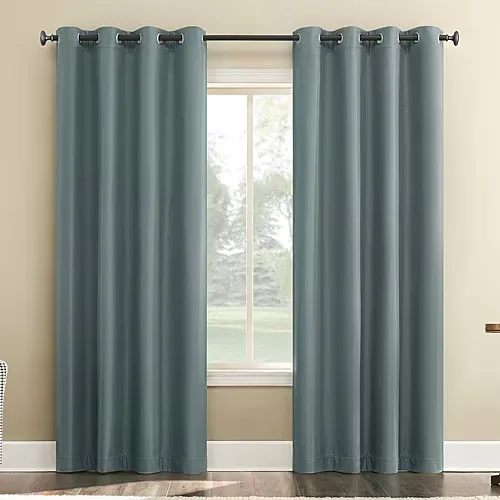 Sun Zero Atmosphere Grommet Top 100% Blackout Single Curtain Panel, One Size, Blue