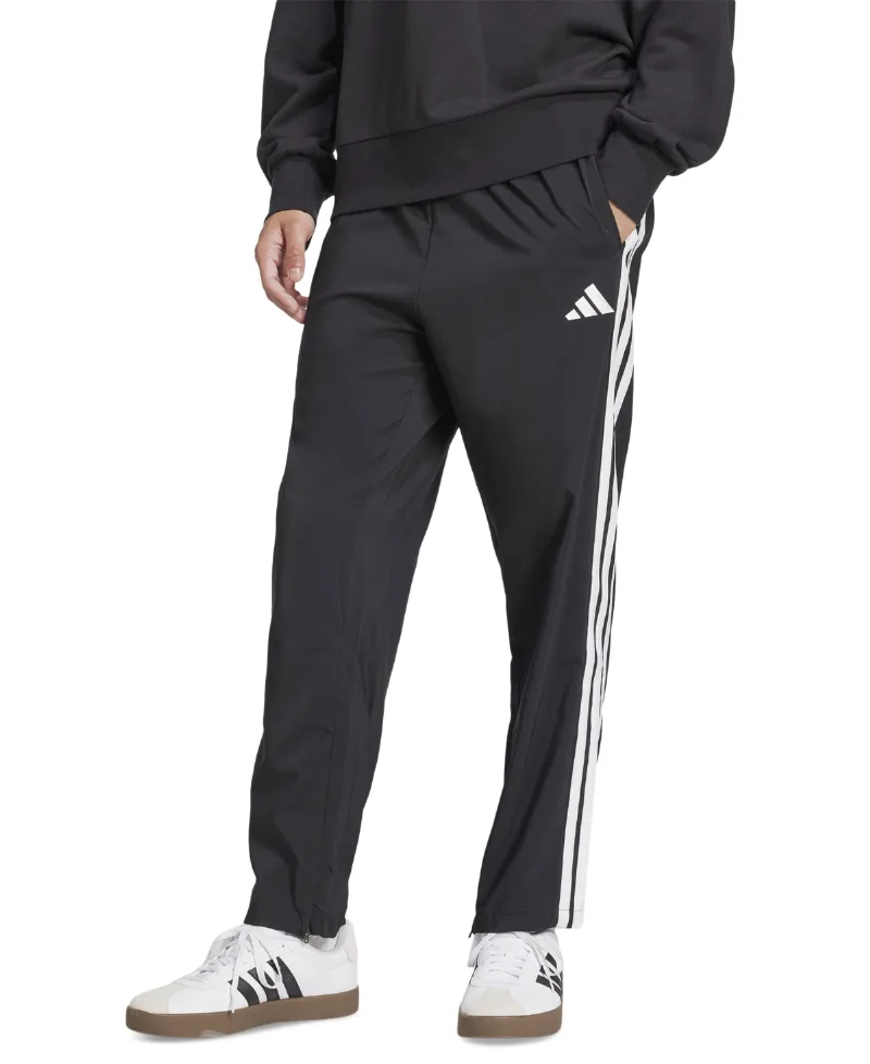 adidas Men's Stanford Essential Three-Stripes Open Hem Track Pants - Blk/white
