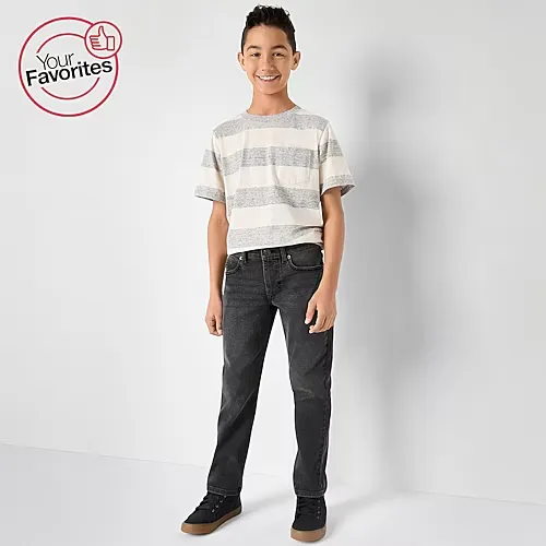 Thereabouts Little & Big Kid Boys Adjustable Waist Stretch Fabric Slim Fit Jean, 14, Black