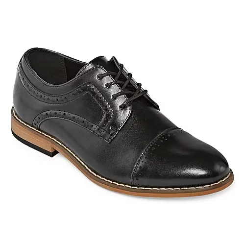 Stacy Adams Dickinson Little & Big Kid Boys Cap Closed Toe Oxford Shoes, 3 Medium, Black