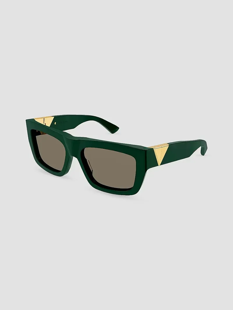 Bottega Veneta Men's New Triangle Acetate 57MM Square Sunglasses - Green