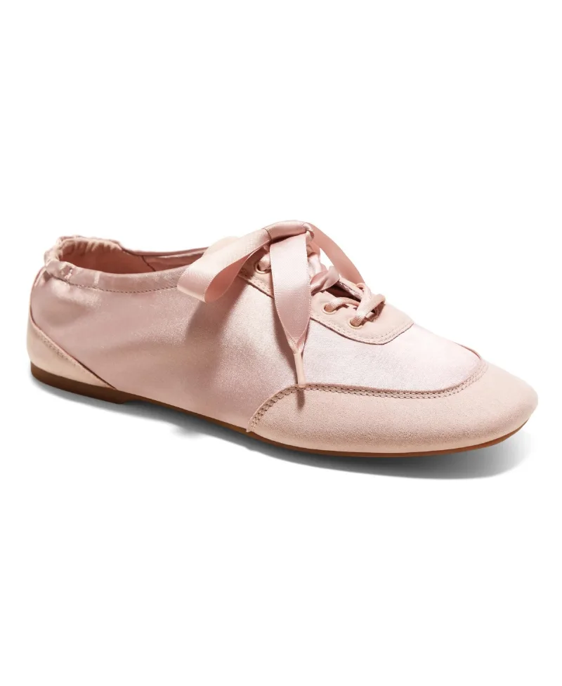Vivaia Women's Cristina Square-Toe Lace-Up Satin Sneakerina - Peach blush