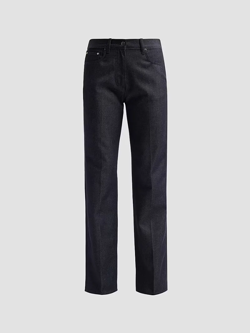 Michael Kors Collection Women's Stovepipe Wool-Cotton Jeans - Midnight - Size 6
