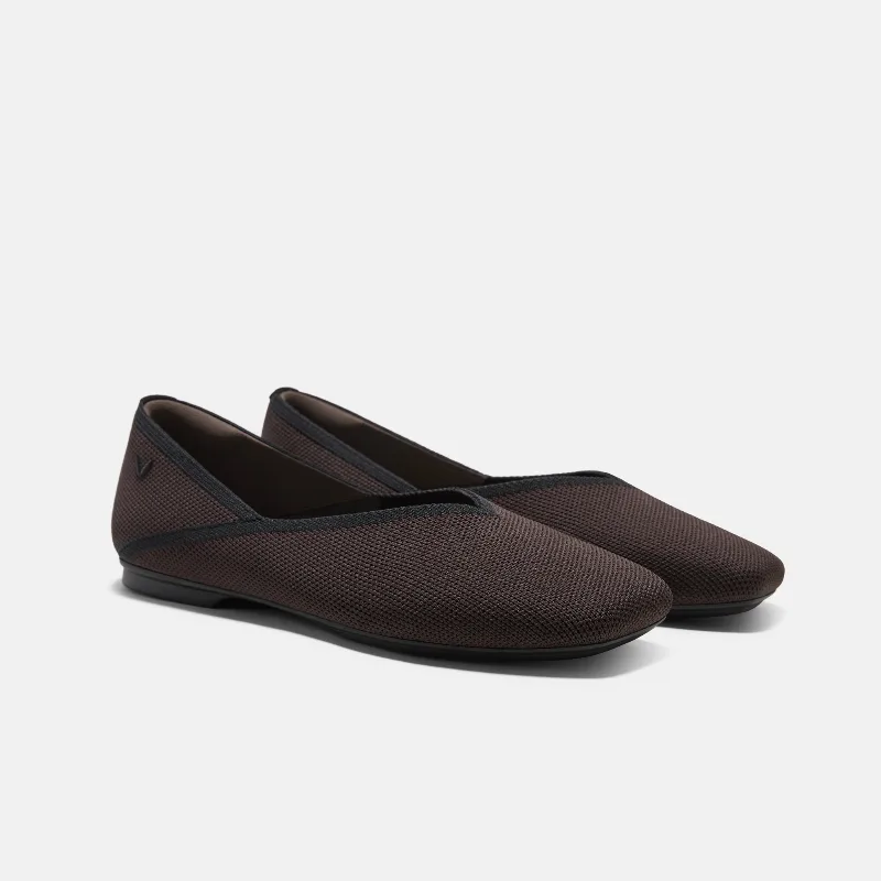 VIVAIA Square-Toe Flats (Maro)|DARK CHOCOLATE & BLACK|US 5.5