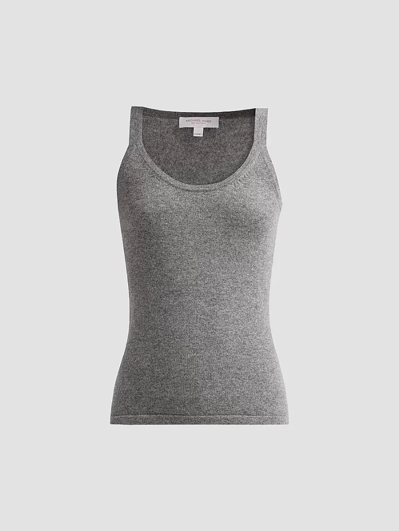 Michael Kors Collection Women's Scoopneck Cashmere-Blend Tank - Banker Melange - Size XS