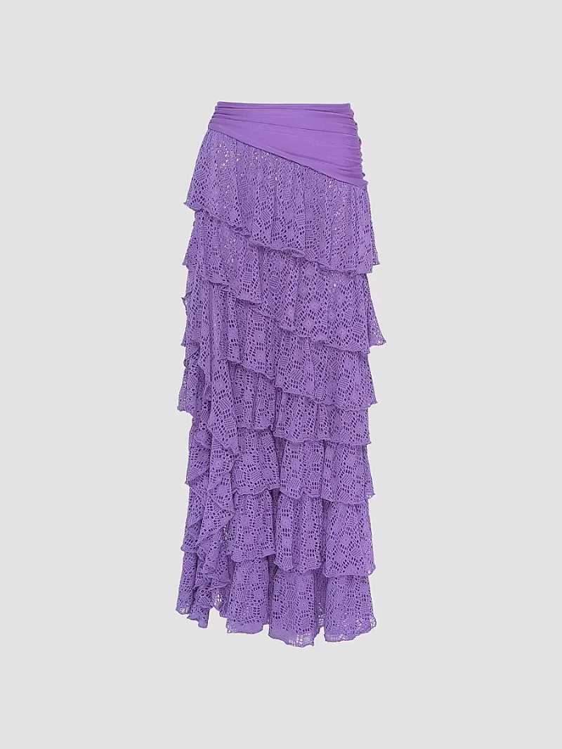 PatBO Women's Martina Ruffle Maxi Cover-Up Skirt - Lilac - Size Small