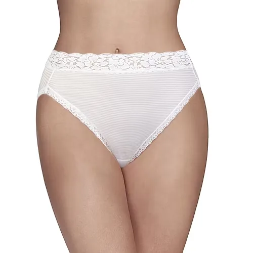 Vanity Fair Flattering Lace Hi-Cut Panties - 13280, 7, White