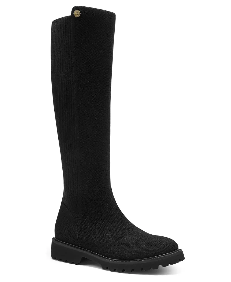 Vivaia Filipa Round-Toe Stretchy Wool Knee-High Boots - Black wool water rpt
