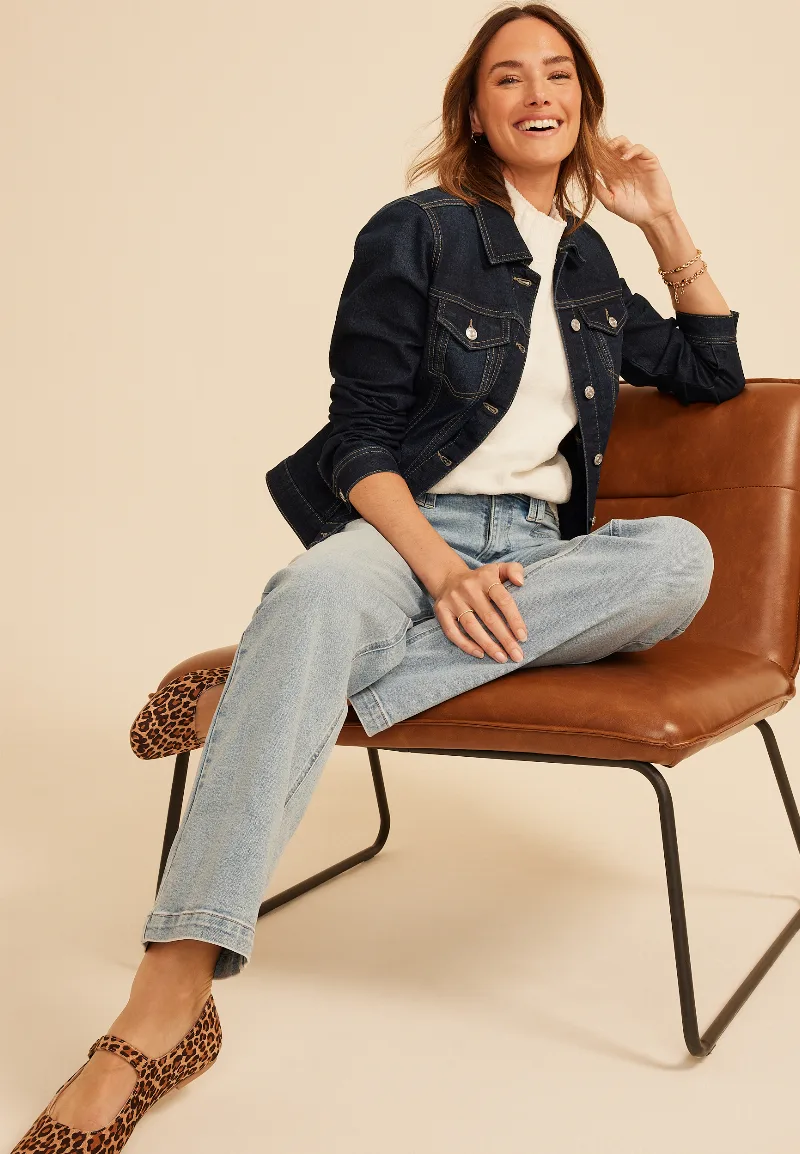 Maurices Women's Super Dark Blue Denim Jacket