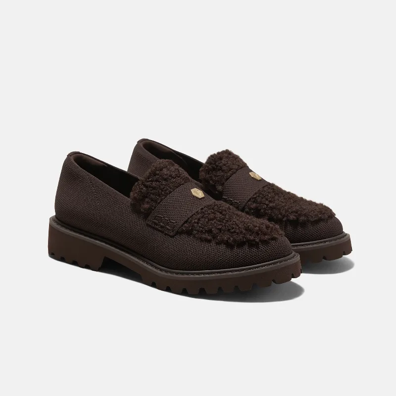 VIVAIA Round-Toe Chunky Heel Loafers (Franata)|DARK CHOCOLATE|US 6.5
