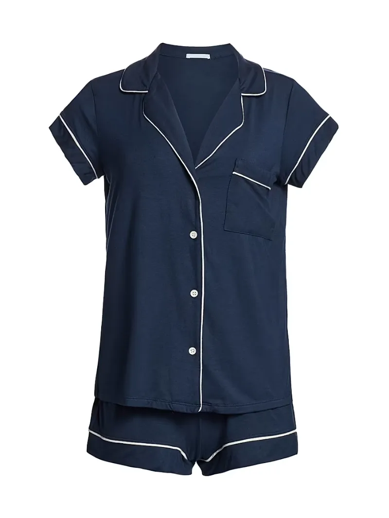 Eberjey Women's Gisele 2-Piece Shortie Pajama Set - Navy - Size XL