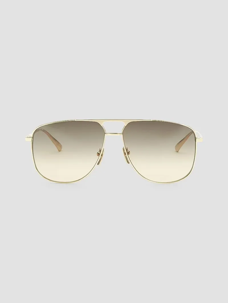 Gucci Men's 60MM Navigator Sunglasses - Gold