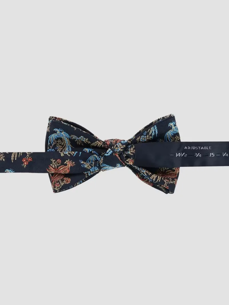 Men Birds Of Prosperity Silk Bow Tie - Black