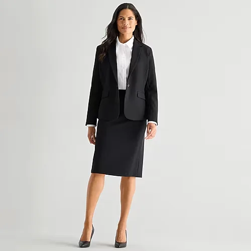 Liz Claiborne Womens Mid Rise Pencil Skirt, 6 Petite, Black