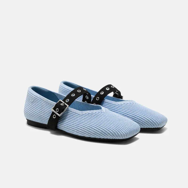 VIVAIA Square-Toe Margot Mary Jane 3.0 (Myriel)|BABY BLUE METALLIC/BLACK|US 7