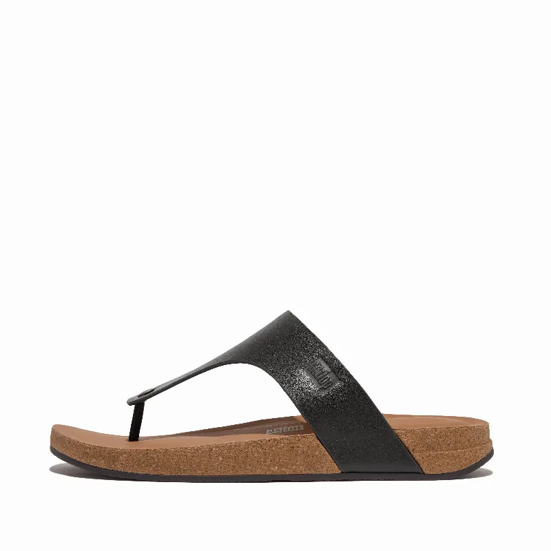 IQUSHION Mens Leather Toe-Post Sandals