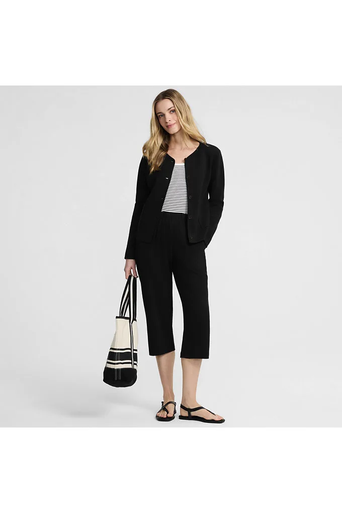 Women's Tall Sport Knit High Rise Elastic Waist Capri Pants - Lands' End - Black - XL