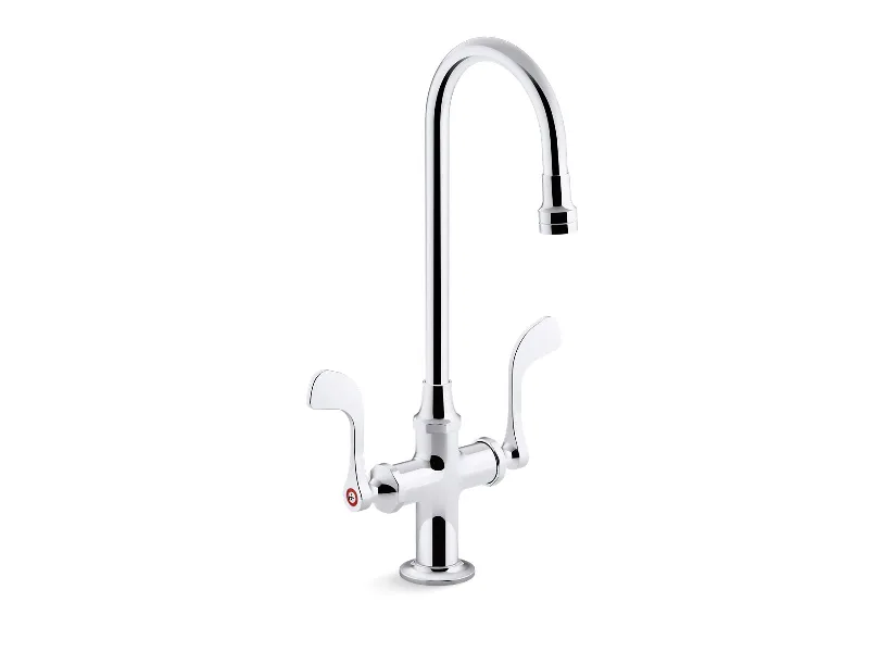 Triton Bowe 1.0 gpm monoblock gooseneck bathroom sink faucet with laminar flow and wristblade handles, drain not included