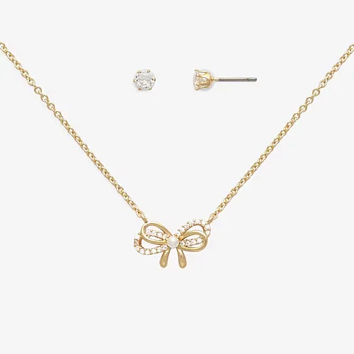 Mixit Womens Cubic Zirconia Bow Hypoallergenic 2-pc. Jewelry Set, One Size, Yellow