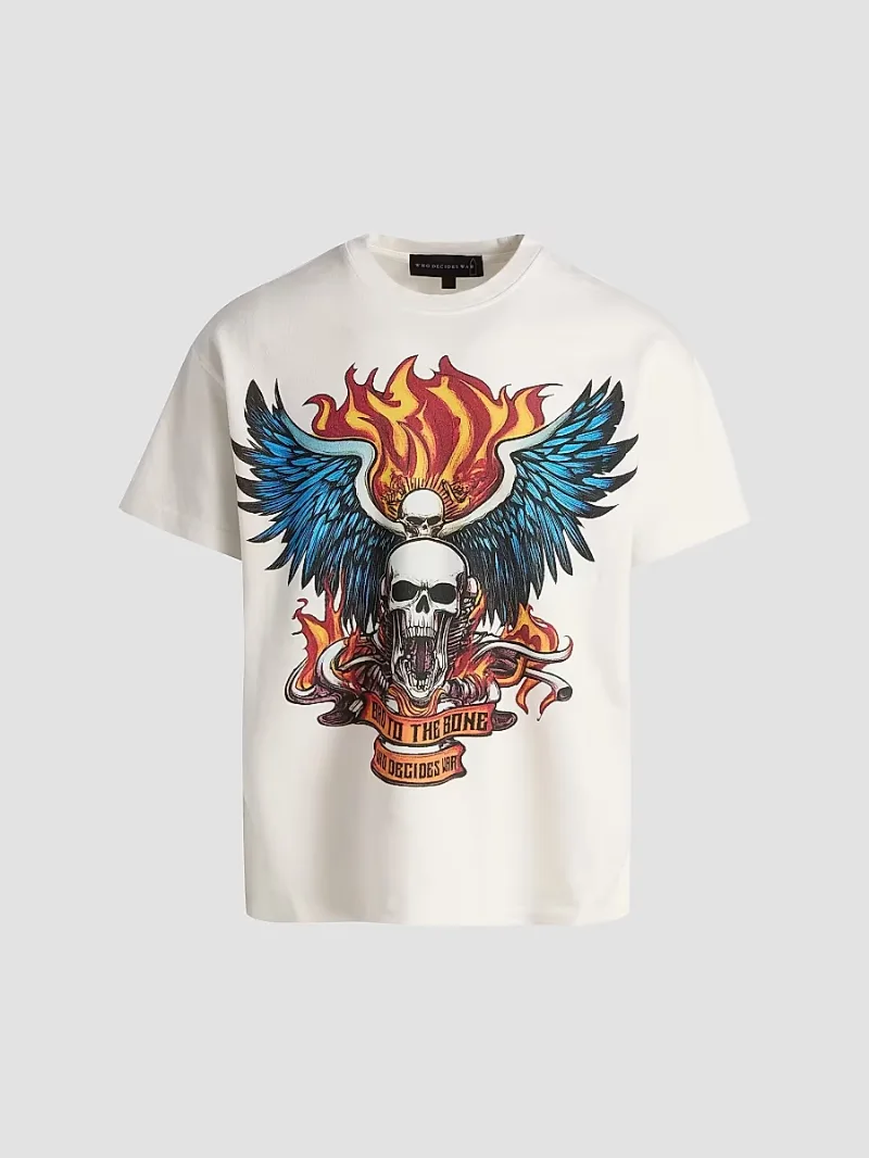 Who Decides War Men's Bad to the Bone Jersey Crewneck T-shirt - Cloud - Size XS