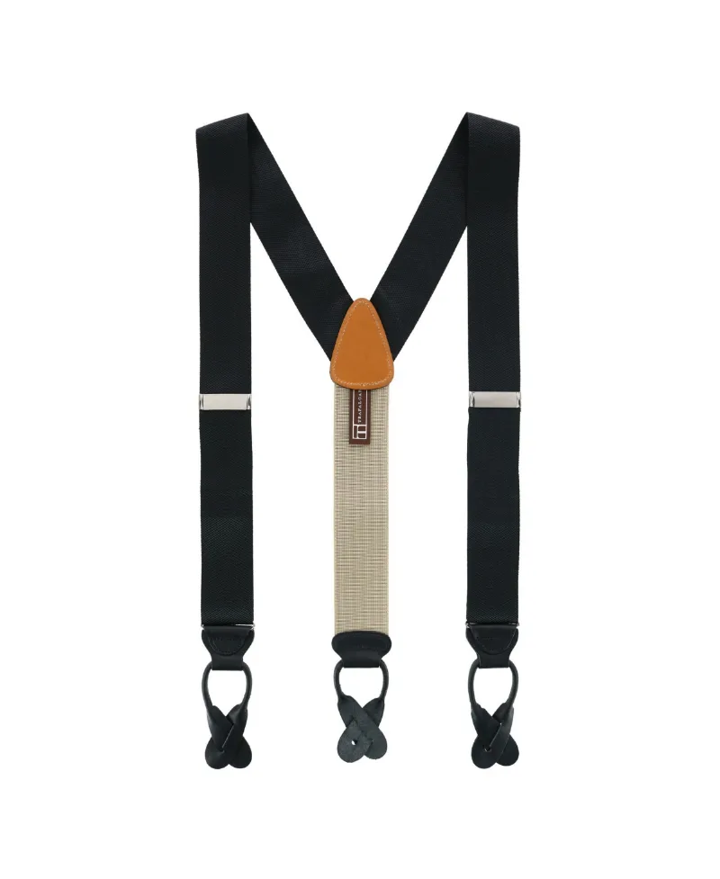 Trafalgar Men's Hudson Nylon Button End Suspenders - Black