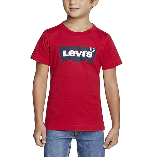 Levi's Little Boys Crew Neck Short Sleeve Regular Fit Graphic T-Shirt, 5, Red